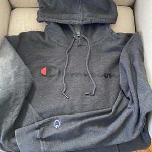 Men’s grey Champion hoodie. Size medium.